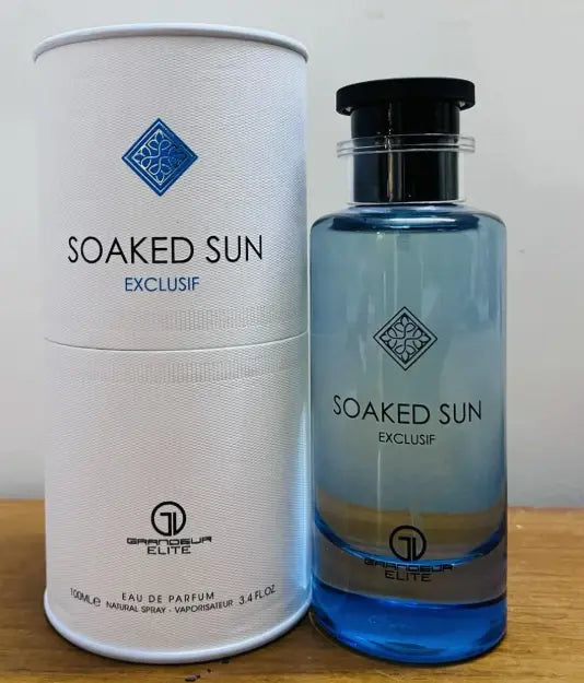 Grandeur Elite Soaked Sun EDP 3.4oz - Refreshing Citrus & Tropical Notes - Sandalwood & Amber Base - Summer Essence Perfume