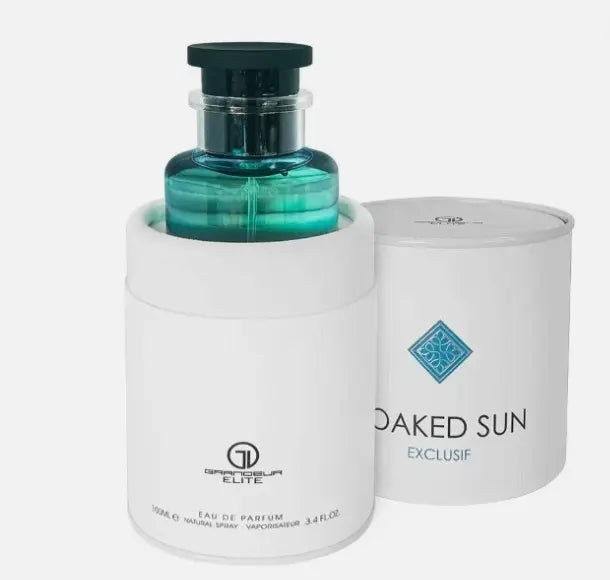 Grandeur Elite Soaked Sun EDP 3.4oz - Refreshing Citrus & Tropical Notes - Sandalwood & Amber Base - Summer Essence Perfume