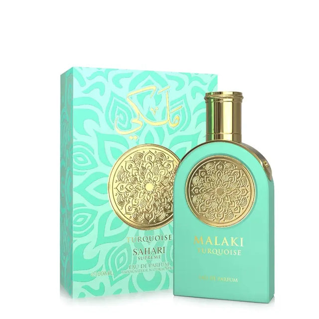 Sahari Malaki Turquoise Eau de Parfum for Women 3.4 fl oz Luxurious & Sophisticated Fragrance with Litchi Jasmine Vanilla & Sandalwood Regular Edition