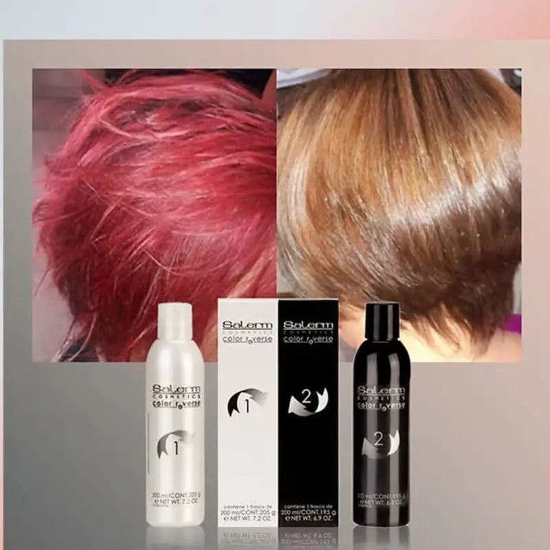 Salerm Cosmetics Color Reverse Hair Colour Removal System - 2 x 200 ml Gentle & Effective Hair Dye Remover for Artificial Pigments Without Damaging Natural Colour - Gel