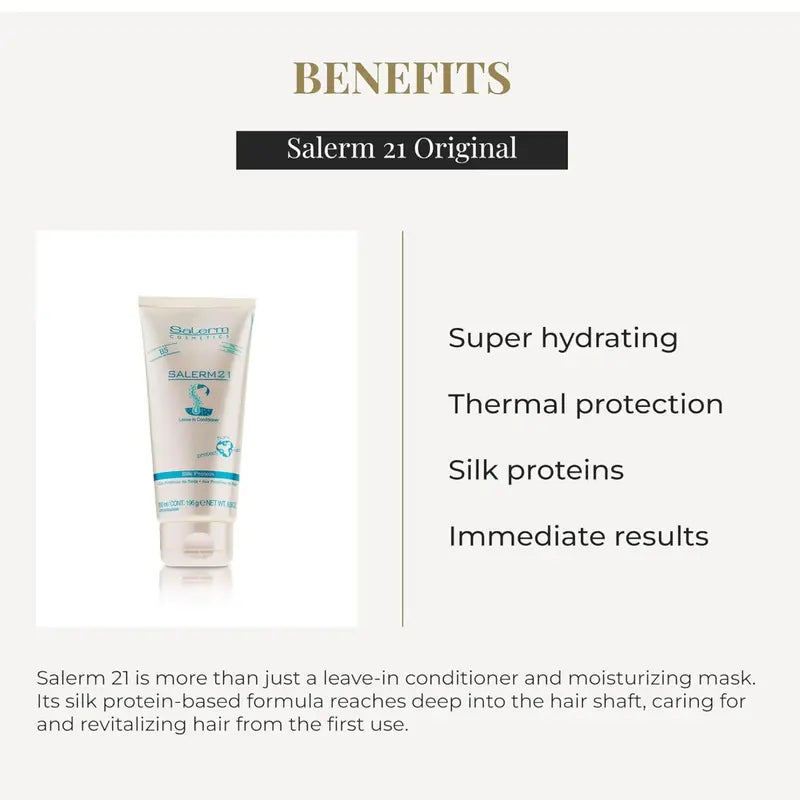 Salerm 21 Leave-In Conditioner & Moisturizing Hair Mask | Silk Protein Formula | Deep Repair, Thermal Protection & Shine | Anti-Frizz Treatment for Damaged & Dry Hair – 6.9 fl. oz