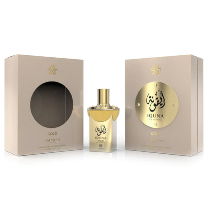 Amaran Iquna Gold Eau de Parfum 3.4 fl oz / 100 ml - Luxurious Women's Perfume with Vanilla, Lavender, Cacao, Ginger, Honeysuckle, Musk & Amber Notes