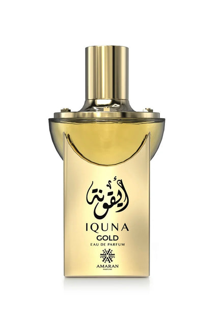 Amaran Iquna Gold Eau de Parfum 3.4 fl oz / 100 ml - Luxurious Women's Perfume with Vanilla, Lavender, Cacao, Ginger, Honeysuckle, Musk & Amber Notes