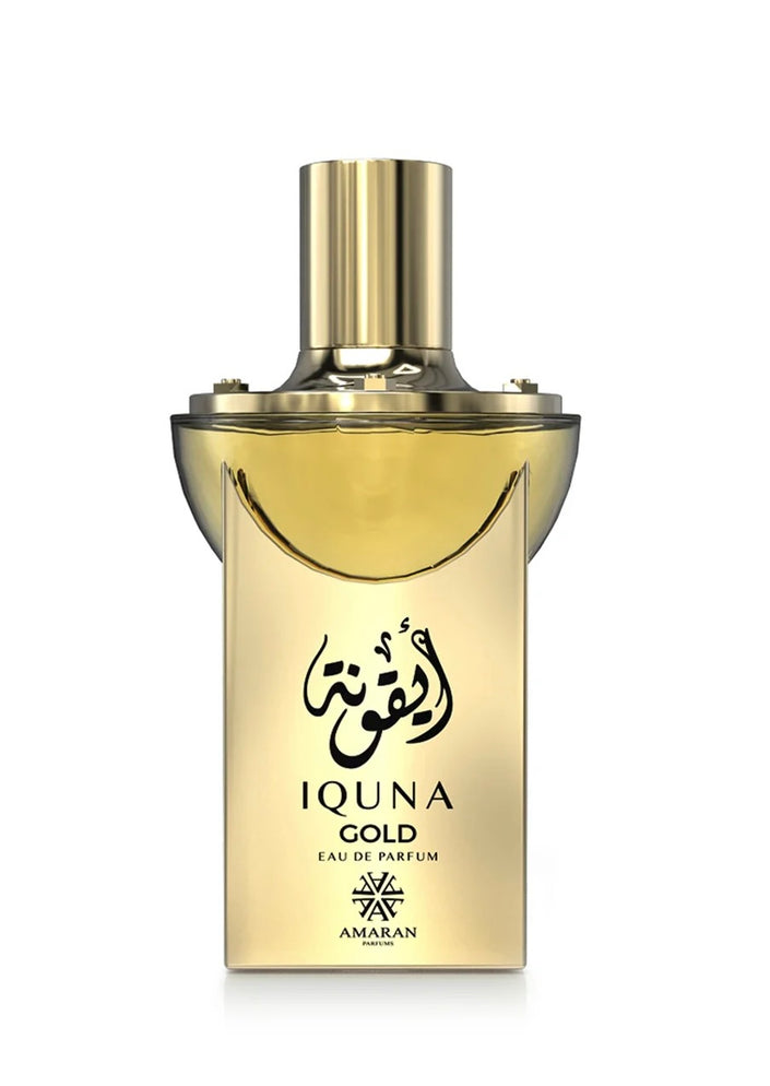 Amaran Iquna Gold Eau de Parfum 3.4 fl oz / 100 ml - Luxurious Women's Perfume with Vanilla, Lavender, Cacao, Ginger, Honeysuckle, Musk & Amber Notes