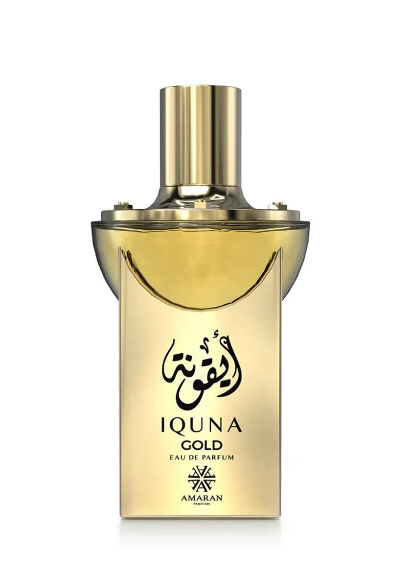 Amaran Iquna Gold Eau de Parfum 3.4 fl oz / 100 ml - Luxurious Women's Perfume with Vanilla, Lavender, Cacao, Ginger, Honeysuckle, Musk & Amber Notes