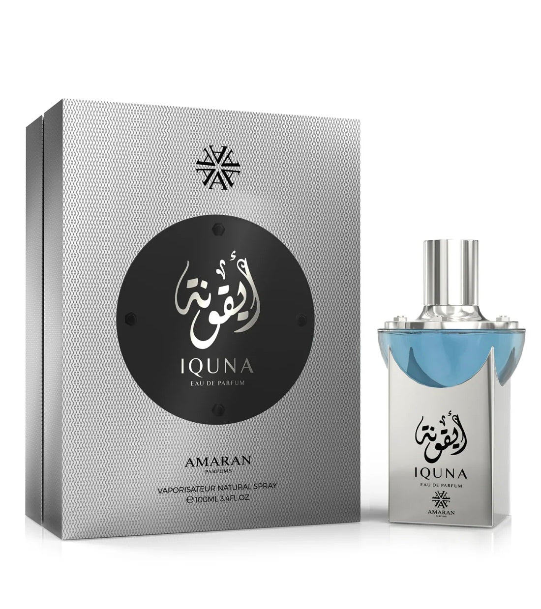 Amaran Iquna Eau de Parfum for Men 3.4 fl oz / 100 ml - Elegant & Sophisticated Men's Fragrance with Lemon, Pineapple, Bergamot, Apple, Jasmine, Musk & Vanilla Notes
