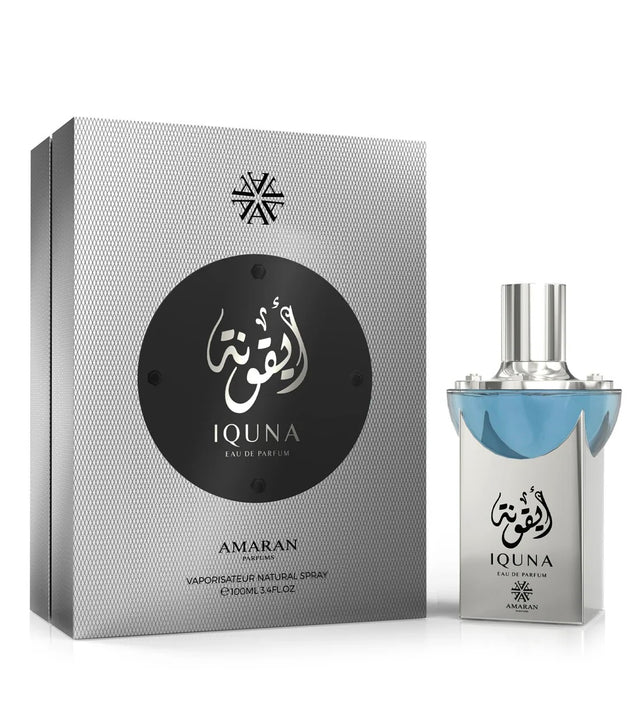 Amaran Iquna Eau de Parfum for Men 3.4 fl oz / 100 ml - Elegant & Sophisticated Men's Fragrance with Lemon, Pineapple, Bergamot, Apple, Jasmine, Musk & Vanilla Notes