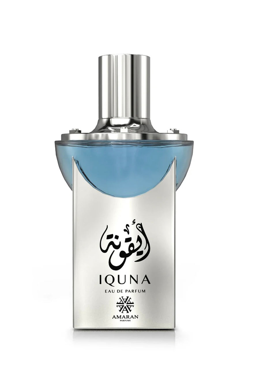 Amaran Iquna Eau de Parfum for Men 3.4 fl oz / 100 ml - Elegant & Sophisticated Men's Fragrance with Lemon, Pineapple, Bergamot, Apple, Jasmine, Musk & Vanilla Notes
