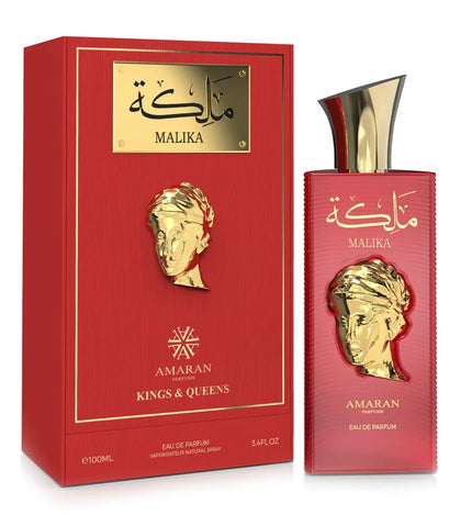 Amaran Kings & Queens Malika Eau de Parfum 3.4 fl oz / 100 ml - Elegant Women's Perfume with Caramel, Black Currant, Tangerine, Gardenia, Lily, Vanilla & Sandalwood Notes