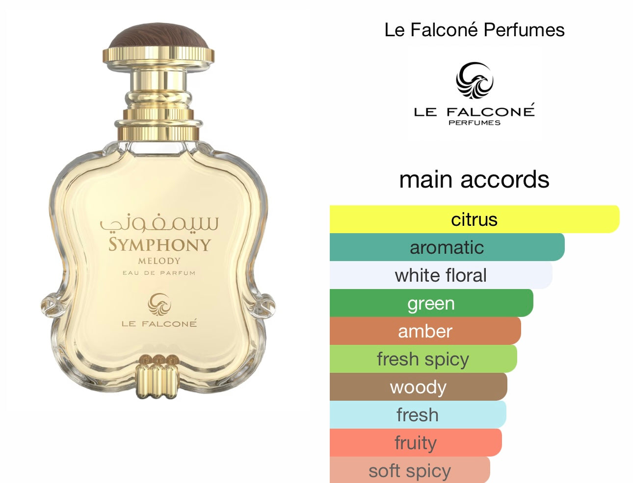 Le Falcone Symphony Melody Eau de Parfum 3.4oz Luxurious Long-Lasting Fragrance with Raspberry Rose & Vanilla Elegant Vibrant Fruity Floral Woody Notes