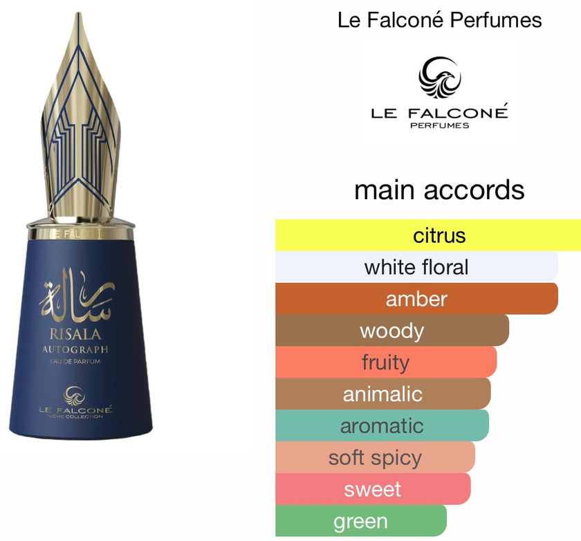 Le Falcone Risala Autograph Eau De Parfum 100ml Unisex Citrus Woody Spicy Notes Long Lasting Luxury Fragrance