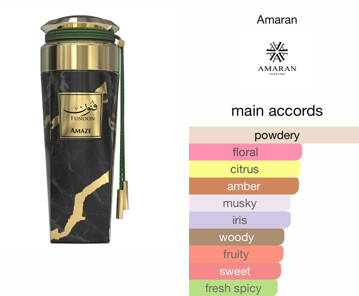Amaran Funoon Amaze Eau de Parfum 3.4 fl oz / 100 ml – Creative & Captivating Women’s Perfume – Notes of Grapefruit, Peach, Jasmine, Magnolia, Musk, Cedar & Amber