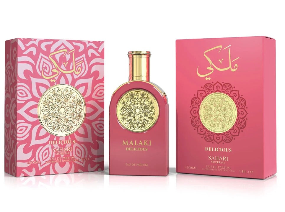 Sahari Malaki Delicious Eau de Parfum 3.4oz 100ml Women's Perfume Fruity Caramel & Musk Sandalwood Long Lasting Fragrance