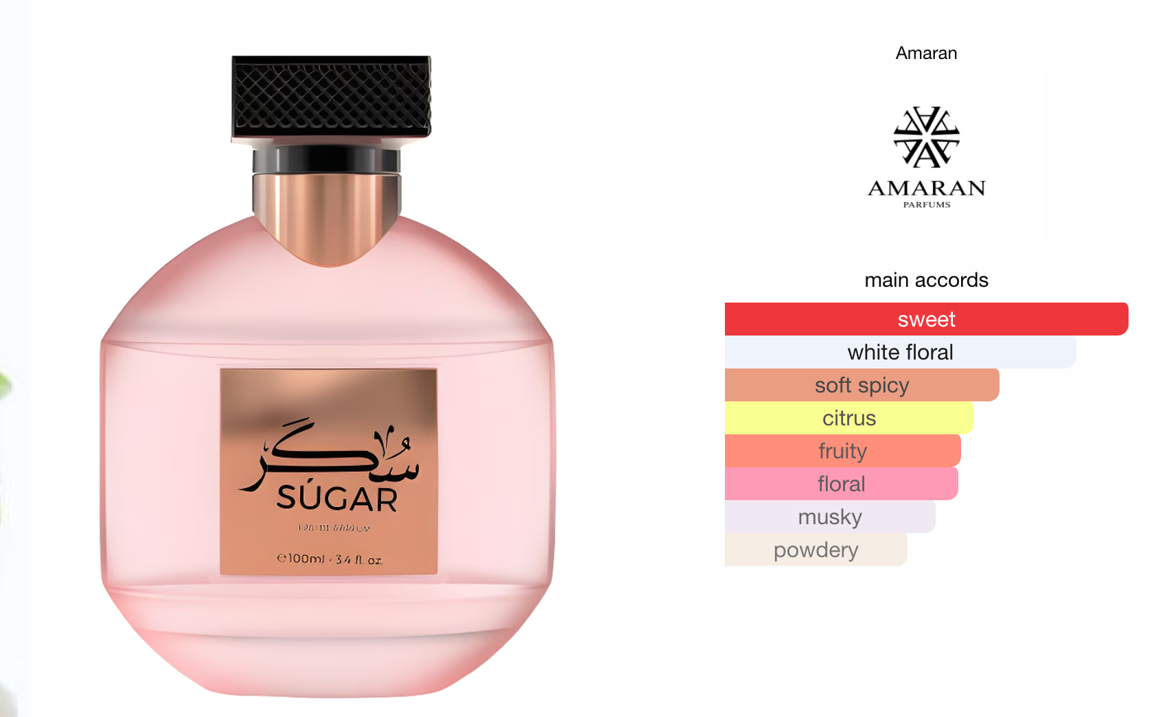 Oxana Sugar Amaran Eau de Parfum for Women 3.4 fl oz Sweet & Playful Fragrance with Sorbet Sugar Jasmine Vanilla Orchid Regular Edition