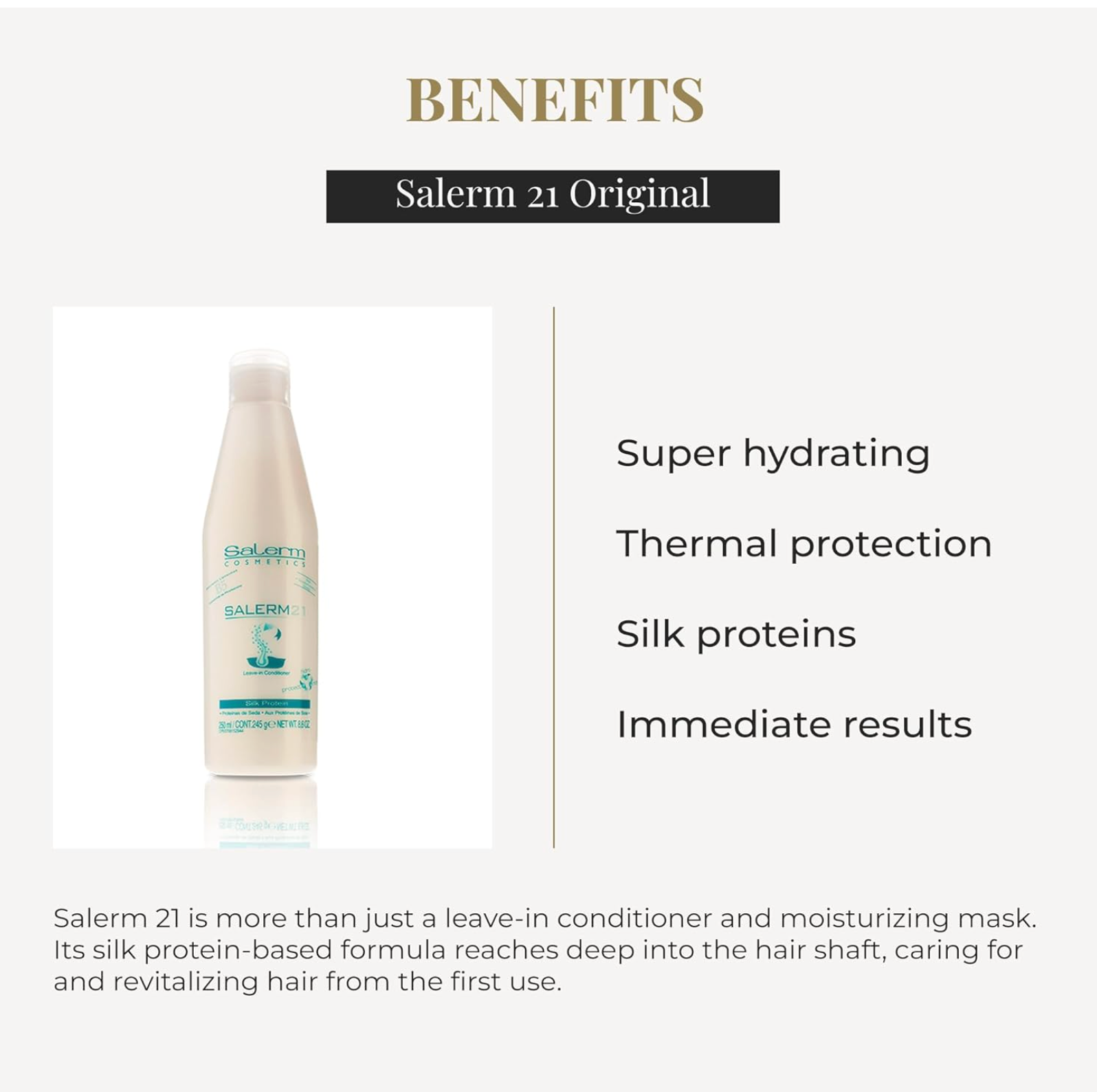 Salerm 21 Leave-In Conditioner & Moisturizing Hair Mask | Silk Protein Formula | Deep Repair, Thermal Protection & Shine | Anti-Frizz Treatment for Damaged & Dry Hair – 6.9 fl. oz