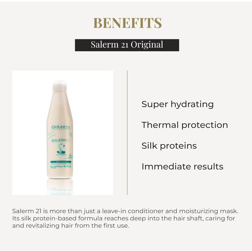 Salerm 21 Leave-In Conditioner & Moisturizing Hair Mask | Silk Protein Formula | Deep Repair, Thermal Protection & Shine | Anti-Frizz Treatment for Damaged & Dry Hair – 6.9 fl. oz