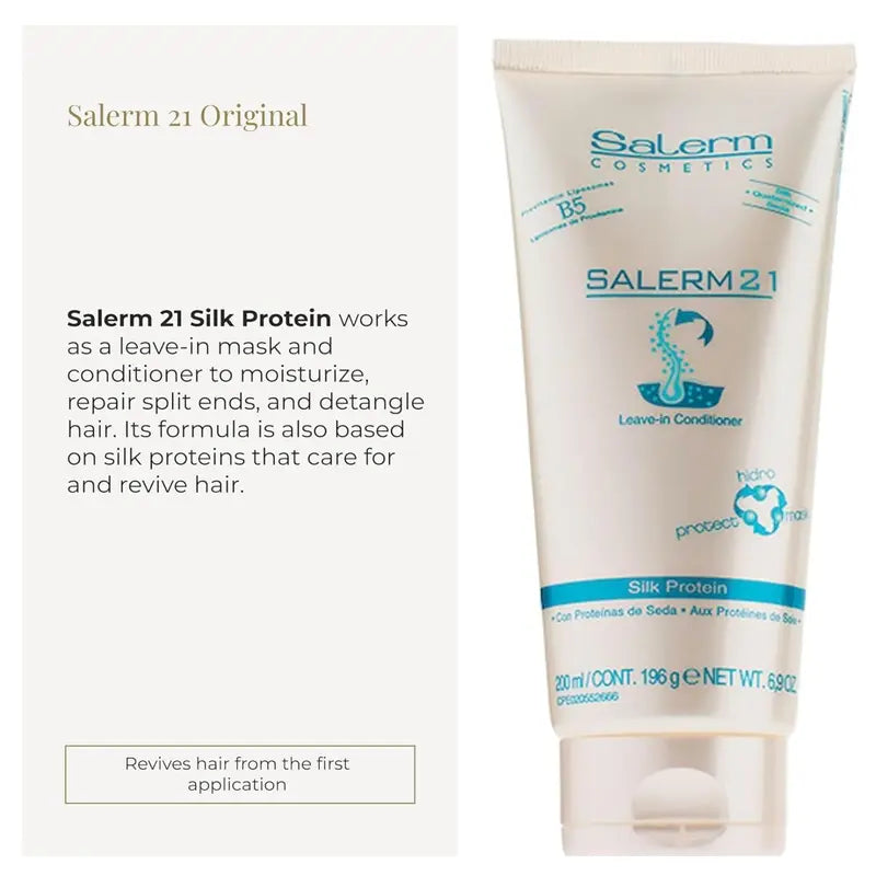Salerm 21 Leave-In Conditioner & Moisturizing Hair Mask | Silk Protein Formula | Deep Repair, Thermal Protection & Shine | Anti-Frizz Treatment for Damaged & Dry Hair – 6.9 fl. oz
