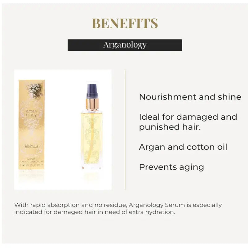 Salerm Arganology Serum with Argan Oil & Cotton Oil Repair Nourish Damaged Hair Shine Softness Anti Aging Hair Treatment 2.0 fl oz - Haircare