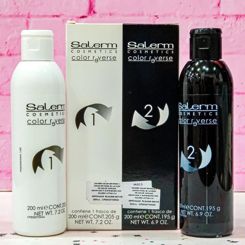 Salerm Cosmetics Color Reverse Hair Colour Removal System - 2 x 200 ml Gentle & Effective Hair Dye Remover for Artificial Pigments Without Damaging Natural Colour - Gel