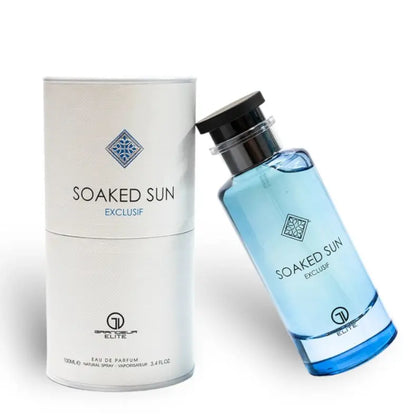 Grandeur Elite Soaked Sun EDP 3.4oz - Refreshing Citrus & Tropical Notes - Sandalwood & Amber Base - Summer Essence Perfume