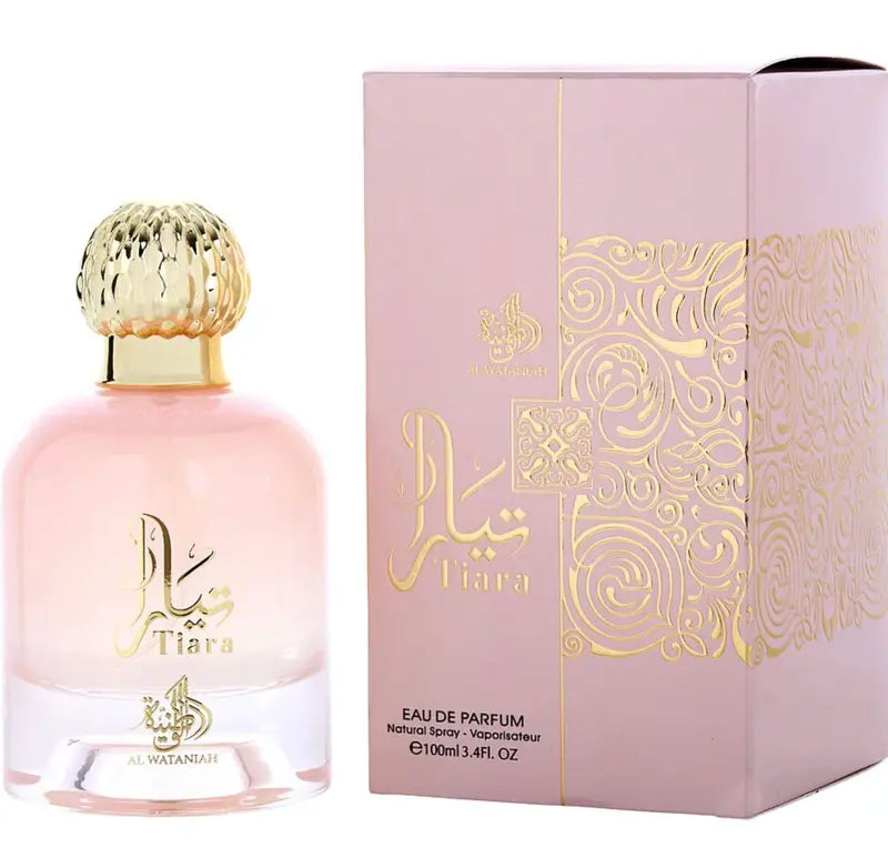 Al Wataniah Tiara Pink Eau de Parfum for Women 3.4oz 100ml Floral Fruity Oriental Scent with Rose Oud Vanilla Amber Long Lasting Elegant Fragrance