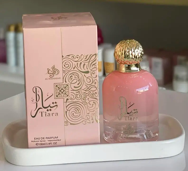 Al Wataniah Tiara Pink Eau de Parfum for Women 3.4oz 100ml Floral Fruity Oriental Scent with Rose Oud Vanilla Amber Long Lasting Elegant Fragrance